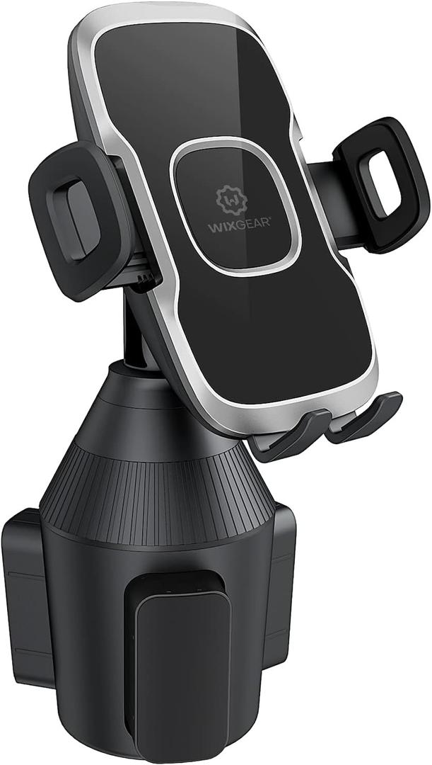 WixGear Cup Holder Phone Mount with Adjustable Neck, Cellphone Holder for Car, Upgraded Cup Phone Holder for Car, Compatible with iPhone, Samsung, Google, Expandable Side Arm, Sturdy Base