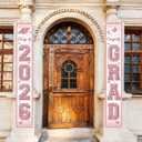 2 x Class of 2026 Graduation Door Banner, Pink Glitter Congrats Gard Class of 2026 banner for 2026 Graduation Party Decorations High School College Graduation Party Supplies Indoor Outdoor