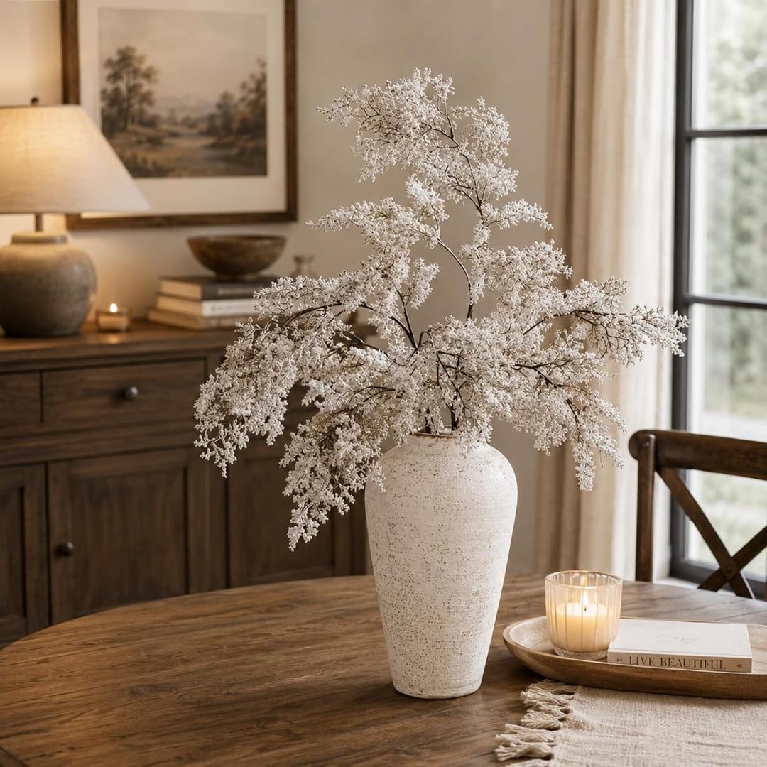 3 Pcs Fall Stems for Vase 41 Inch Tall Faux Fall Floral Stems Realistic Artificial Branches for Home Mantel Garden Hotel Farmhouse Decor White