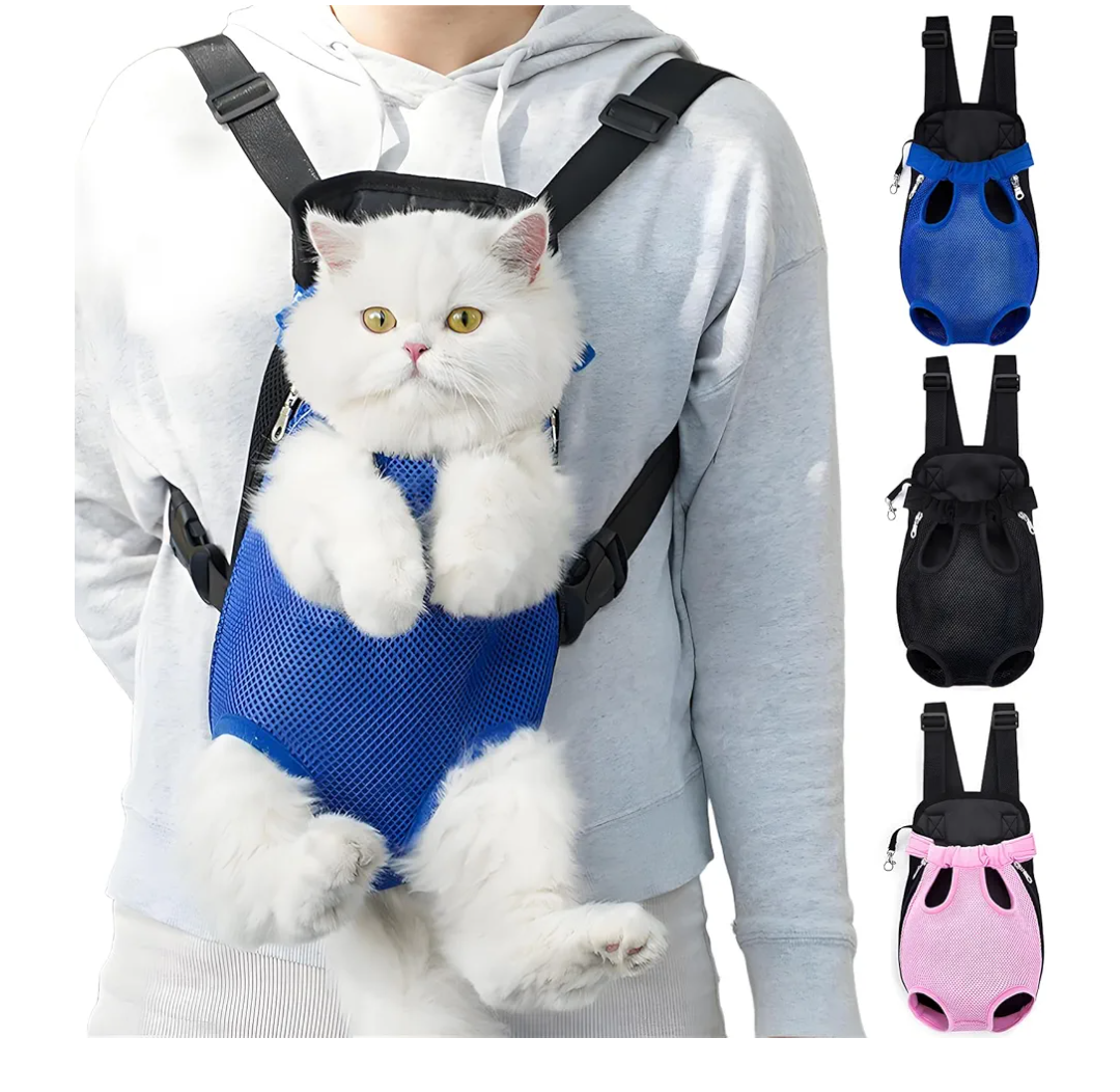 Pet Carrier Backpack, Adjustable Pet Front Carriers for Small Medium Dogs Cats 5-18 Lbs, Legs Out, Dog Cat Carrier Backpack for Hiking,Camping,Traveling,Cycling (Blue, Large（Fit:10-18lb）)