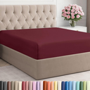 Queen Fitted Bed Sheet - Bottom Single Fitted Sheet Only - Ultra-Soft Hotel Luxury Bedding w/ 8-16 Inch Deep Pockets - Breathable, Cooling & Wrinkle Free - Easy-Fit, Fade & Shrink Resistant - Burgundy