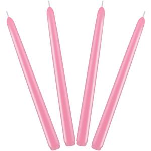 Set of 4 Pink Taper Candles, Unscented Dripless 10 Inch Tall Pastel Colored Candlesticks for Christmas Dinner Wedding Party Home Spring Decor - 8 Hour Burn