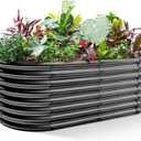 Land Guard Galvanized Raised Garden Bed, 8x4x2ft Planter Boxes Outdoor, Oval Larger Metal Planter Boxes for Vegetables, Fruits, Flowers (Grey)