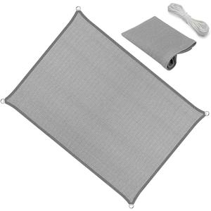5' x 7' Gray Sun Shade Sail Straight Edge Canopy Awning Pergola Cover, for Outdoor Patio Lawn Garden Backyard Carport