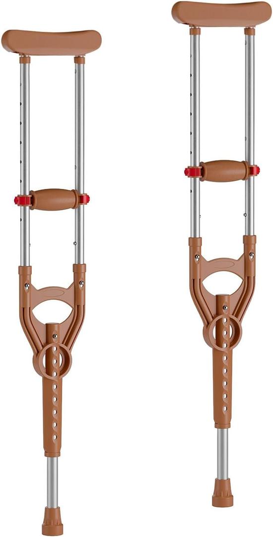 Loyoda Shock-Absorbing Under Arm Crutches for Adults & Youth 4'3" to 6'1" Dual Height Adjustable (39.3"-61") Walking Crutch, Ergonomic Grip, Non-Slip Rubber Tip Mobility Aid for Support