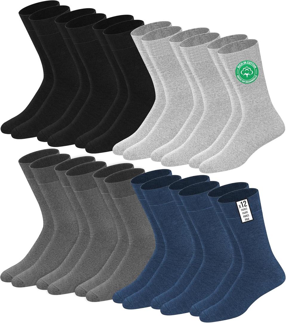 SOXCO Men's Crew Socks, Pack of 12 Pairs (L)