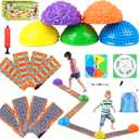 Stepping Stones for Kids, Textured Balance Pods and Floor Mats Set, Inflatable Balance Ball for Kids Boys Girls and Adults, Obstacle Course Sensory Toys for Indoor Outdoor Play Family Fitness Fun