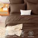 CozyLux King Size Comforter Set Brown Seersucker 7 Pieces Bed in a Bag King Comforter Set with Sheets, Luxury Soft Bedding Sets with Down Alternative Comforter, Sheets, Pillowcases & Shams All Season