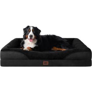 EHEYCIGA Orthopedic XXL Dog Bed for Large Sized Dog, 52x41x8 Inch Extra Large Memory Foam Dog Couch Bed with Sides, Waterproof Liner & Washable Removable Cover, Bolster Pet Sofa, Black
