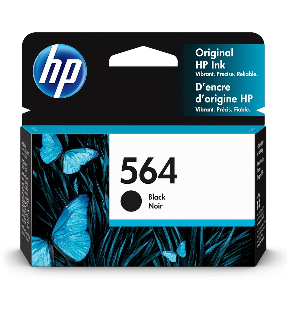 HP 564 Black Ink Cartridge | Works with DeskJet 3500; OfficeJet 4620; PhotoSmart B8550, C6300, D5400, D7560, 5510, 5520, 6510, 6520, 7510, 7520, Plus, Premium, eStation Series | CB316WN