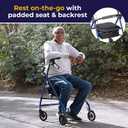 Drive Medical Aluminum Rollator Walker - Fold Up - Padded Seat - 6 Inch Wheels - Lightweight Portable Design - Indoor Outdoor Mobility Aid - Blue