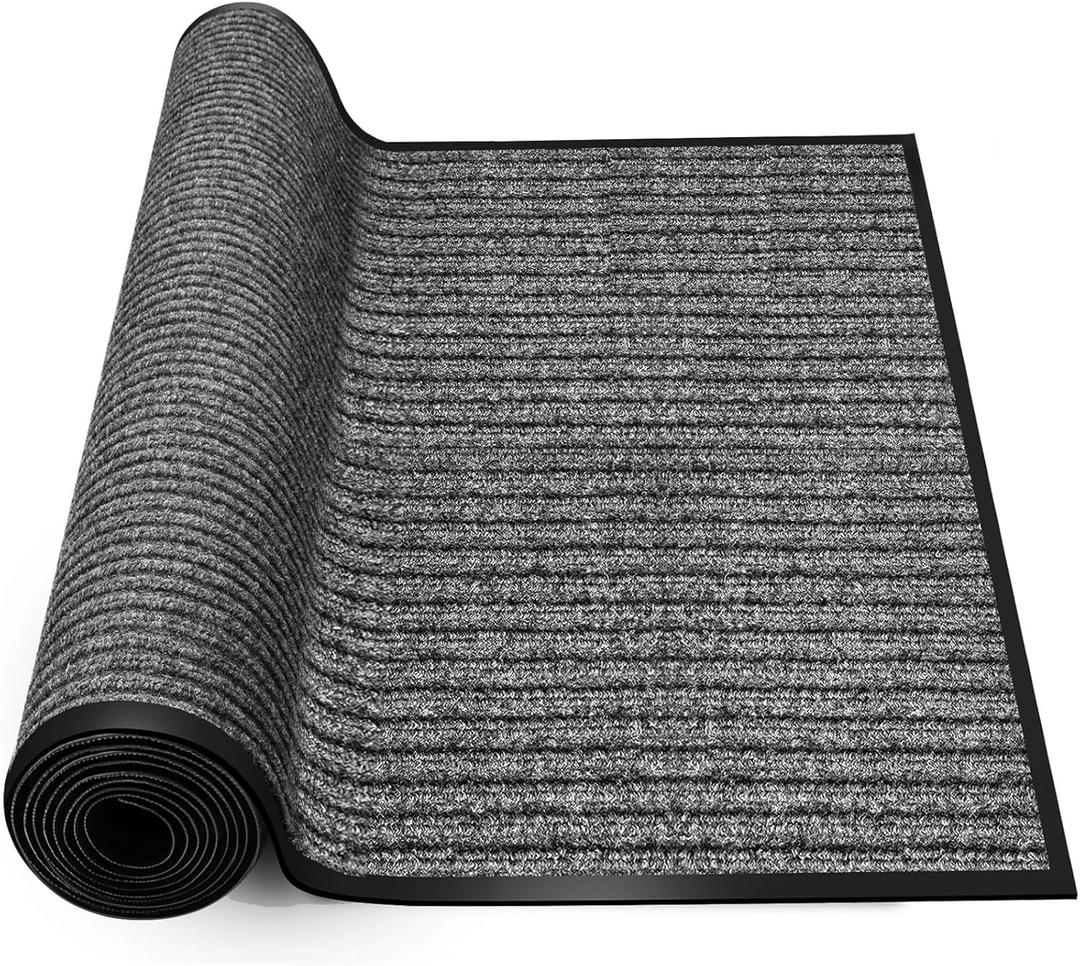 4'x6' Extra Large Non-Slip Door Mat Rug - Heavy Duty Polyester Entryway Mat for Indoor Outdoor Covered Entrance - Stain Resistant Commercial Doormat for Home, Office Building, Mall