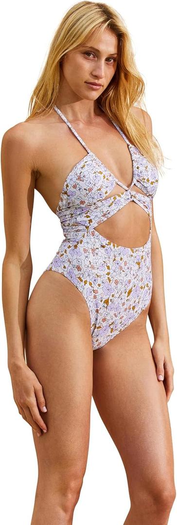 Gottex Women's Flirtt Monokini Cut Out Halter One Piece Swimsuit (Large, Multi)