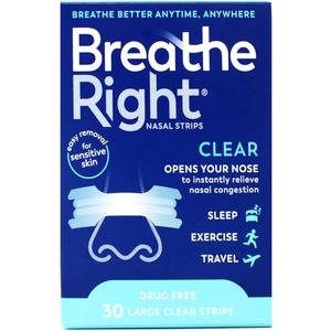 Breathe Right Nasal Strips | Extra Strength | Clear | For Sensitive Skin I DrugFree Snoring Solution & Nasal Congestion Relief Caused by Colds & Allergies | 44 Count
