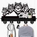 KingLive Wolf Wall Mount Coat Rack,Animal Wall Shelf with Heavy Duty Coat Hooks, Home Living Room Bedroom Decor for Hallway Kitchen Office Entryway, Wolf Wall Hook Gifts for Men(5 Hooks)