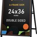 Heavy Duty A Frame Sidewalk Sign 24x36 Inch, Double-Sided Folding Sandwich Board with Push-in Design for Business Outdoor Advertising, All-Metal Weatherproof Display Stand
