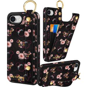 Petitian for iPhone 16e Wallet Case - Women Girls Cute Girly Aesthetic Unique Design Leather Credit Card Holder Cardholder Stand Wristband for iPhone 16e, Miqi