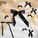 180 Pcs Halloween Black Bow Party Decor, 4 Sizes Satin Ribbon Twist Tie Bowknot for Halloween Christmas Tree Coquette Party Decor Cake Balloon Gift Wrapping DIY Craft Birthday Wedding Banquet