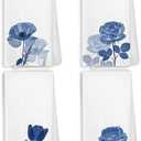 Navy Blue Kitchen Hand Towels, Cottagecore Floral Dish Towels for Kitchen, Blue Tulip Poppy Rose Flower Hand Towel Decorative Set, Cottagecore Flower Bathroom Decor