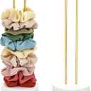 Mkono 2PCS Scrunchies Holder Stand Hair Accessories Organizer Gold White Metal Scrunchies Tower Hold 25-35 Scrunchies Modern Vertical Hair Tie Organizer Jewelry Scrunchy Holder for Girls