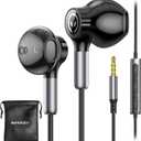 BENEWY Wired Earbuds with Microphone, Wired Earphones in-Ear Headphones, Volume Control, Powerful Bass and Clear Audio, 3.5mm Jack Earbuds for iPhone, iPad, Laptop, Computer, MP3 (Black)