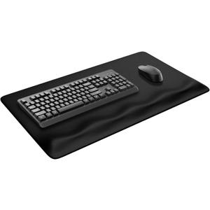 JIKIOU Large Mouse Pad with Wrist Rest, Desk Pad with Built in Wrist Rest, Waterproof Gaming Mouse Pad with Non-Slip Base for Typing Pain Relief Black 29.5x14.9 inch