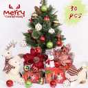 RoseCraft 30PCS Christmas Ornaments Set, 60MM/2.36" Red Green White Christmas Balls, Shatterproof Plastic Xmas Decorations for Christmas Tree Hanging Holiday Party Decor.