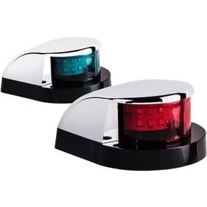 LED Boat Navigation Light Red and Green LED Marine Navigation Light Boat Bow Light for Pontoon and Small Boat (Silver New Version)