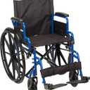 Drive Medical Blue Streak Lightweight Wheelchair with Swing-Away Footrests and Flip-Back Arms, Portable Folding Wheelchair for Adults and Seniors, 18 Inch Seat