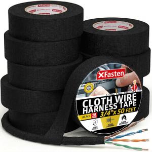 XFasten Wire Harness Tape, 3/4-Inch x 50 Feet (10-Pack), High Temp Wiring Loom Harness, Self-Adhesive Felt Cloth Electrical Tape for Automotive Engines, Noise Dampening, and Cable Protection