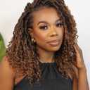 8 Packs New Goddess Locs Crochet Hair 12inch Omber River Faux Locs Curls Crochet Hair Boho Faux Locs Wavy Crochet Curly Hair with Curly Ends Synthetic Hair(12" 8Packs T1B/30#)