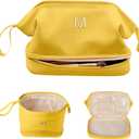 Bachelorette Gifts for Bride, Initial Makeup Bag, Travel Gifts, Personalized Bags, Double Layer Cosmetic Bag, Birthday Gifts for 3 4 5 6 7 8 9 10 11 12 13 Year Old Girls-Kids Graduation Gifts (Yellow)