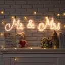 Mr and Mrs Neon Sign for Wedding Neon Light LED Backdrop Wall Decor USB Wedding Reception Decoration Gifts for Anniversary Engagement Banquet(36.81 x 10.24 Inch,Warm White)