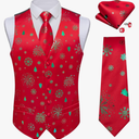 DiBanGu Christmas Men's Suit Vest and Tie Set Formal Business Dress Waistcoat for Tuxedo V-Neck Slim Fit Holiday Vest Size XXL