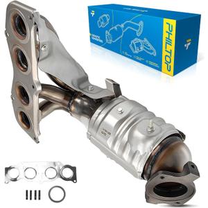 PHILTOP Front Catalytic Converter Compatible with 2002-2006 Camry/Solara 2.4L - Replace# OE 16384, 641518, 40587 Direct-Fit Stainless Steel (EPA Compliant)