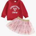 BemeyourBBs Toddler Girl Christmas Outfit Baby Girl Crewneck Sweatshirt Tutu Skirts Set Cute Little Girl Clothes Size 12-18 M