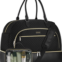 Weekender Bags for Women, Large Travel Duffel Bag Carry on Overnight Bag with Shoe Compartment and Toiletry Bag for Travel Business Gym Hospital, Black