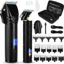 Soonsell Hair Clippers for Men T-Blade Trimmer Set,Man Professional Cordless Barber Clippers Set,Blade Close Cutting Beard Trimmer,LED DisplayBlack