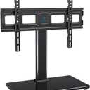PERLESMITH Swivel Universal TV Stand Mount for 32-86 Inch LCD OLED Flat/Curved Screen TVs up to 99lbs-Height Adjustable Table Top TV Stand/Base with Tempered Glass Base&Wire Management,VESA 600x400mm