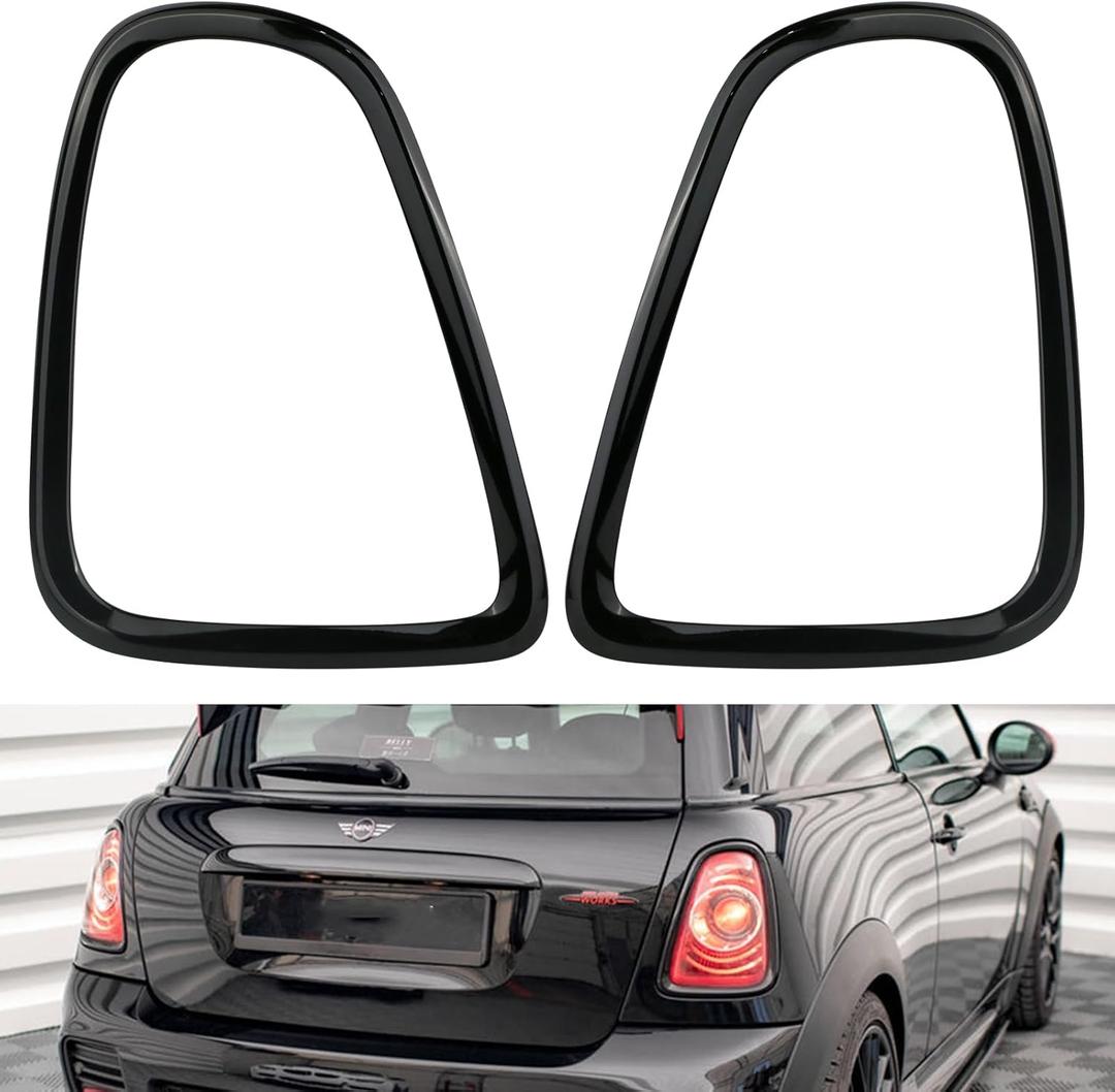 Tail Light Trim Ring Taillights Bezel Compatible with 2007-2015 Mini Cooper R56 R57 R58 R59 Glossy Black, 1 Pair