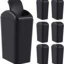 Hoolerry 6 Pcs 3 Gallon/12 Liter Small Trash Can Plastic Kitchen Garbage with Lid Small Trash Bin for Bathroom Office Bedroom Kitchen Waste Outdoor (Black)
