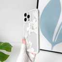 NITITOP Compatible with iPhone 16 Pro Case Cute Durable Lily Flower Floral Butterfly Pattern for Women Girls Color Frame Slim Shockproof Protective Phone Cover - White