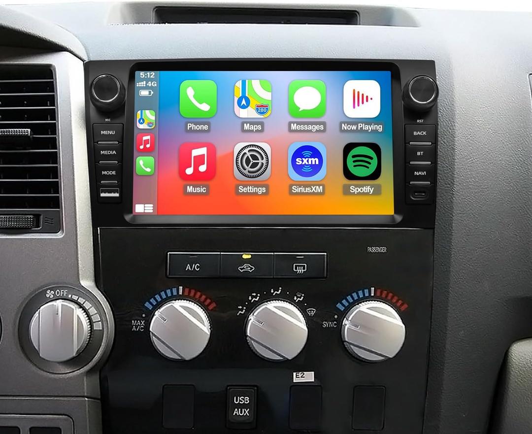 QLED Radio for Toyota Tundra 2007-2013 Sequoia 2008-2018 Upgrade,Touch Screen Stereo Replacement,Wireless carplay Android auto,4G LTE Network,Free Camera