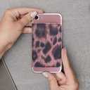 2 x CheapSunday ID Card Holder for Back of Phone Leather Phone Wallet Stick On with Stand Flip Waterproof Leather Adhesive Wallet for Most Cellphones (Leopard Small)