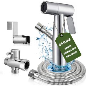 Handheld Bidet Sprayer for Toilet, Stainless Steel Bathroom Personal Hygiene Bidet Sprayer Set, Baby Cloth Diaper Sprayer with Adjustable Water Pressure Control, Perfect for Whole Family Cleaning Use (Brushed Nickel)