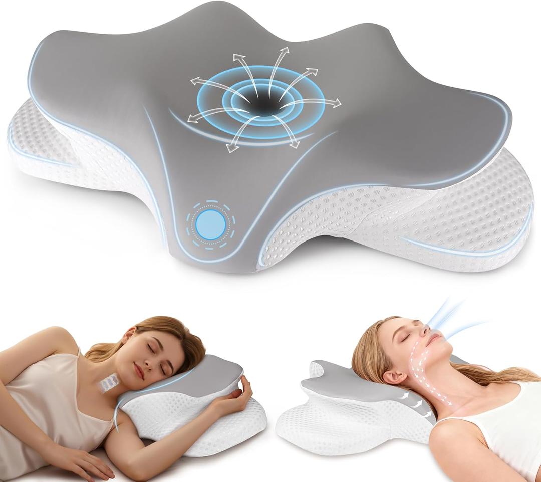 Cervical Neck Pillow for Pain Relief, Ergonomic Contour Pillow for Sleeping, 2 Heights Cooling Pillow for Neck and Shoulder Support, Memory Foam Orthopedic Pillow for Side Back Stomach Sleepers (Dark Grey)