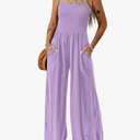 Dokotoo Women's Casual Loose Overalls Jumpsuits One Piece Sleeveless Wide Leg Long Pant Rompers With Pockets Size XS