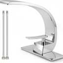 Bathroom Sink Faucet Modern Single Hole 1-Handle Faucet, Chrome Solid Brass Faucets, Mount Curved Lavatory Faucets Mixer Tap