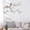 SHUCHING White Magnolia Tree Wall Decals Peel and Stick, Trees Flowers Wall Decor Stickers, White Branches Corner Wall Art(Left)