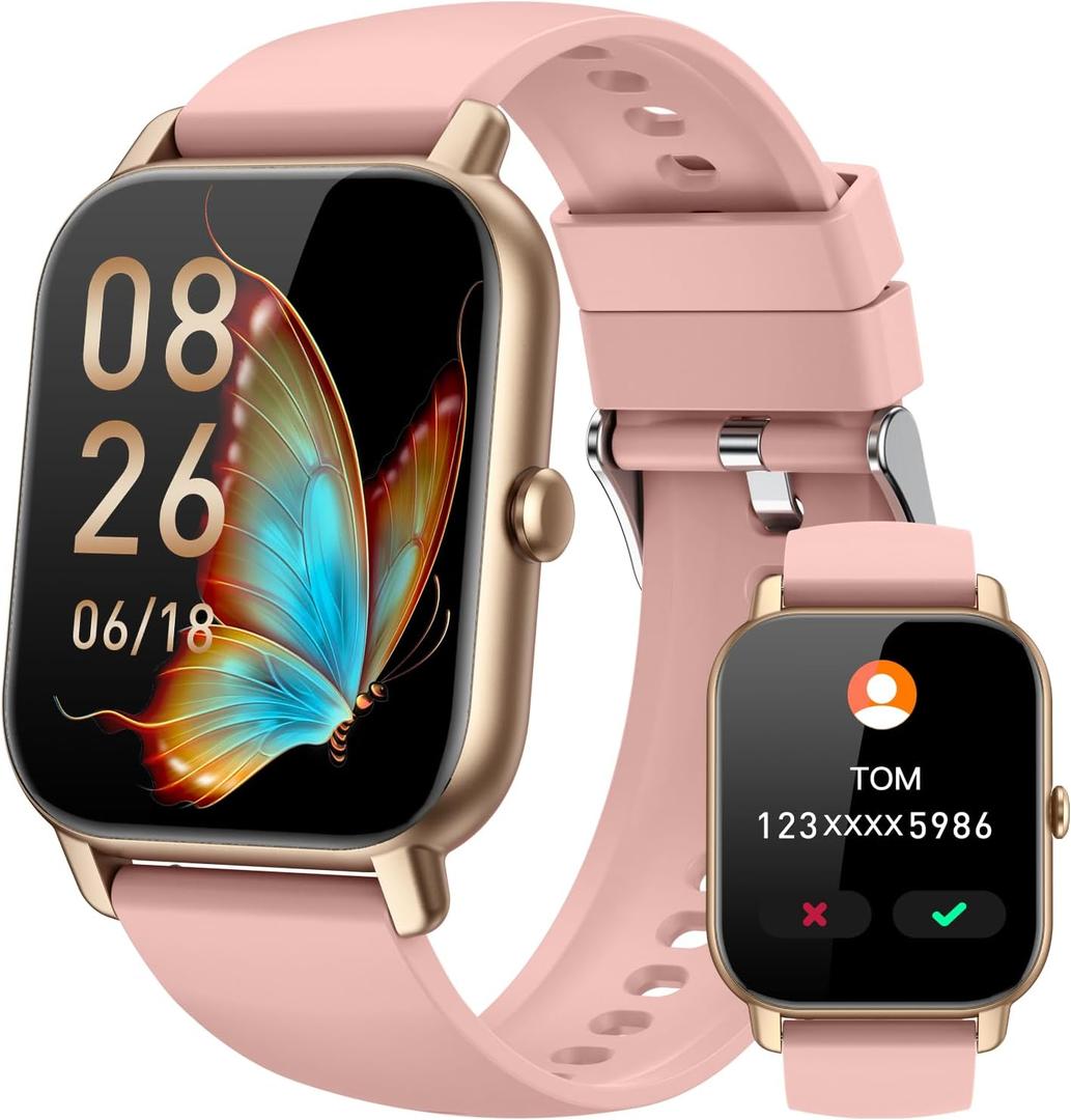 Smart Watches for Men Women(Answer/Make Call), Fitness Tracker Watch with Activity Counter/Sleep Monitor/ 110+ Sports Modes,Smart Watch for Android iPhone iOS Compatible (Pink, 1.83)